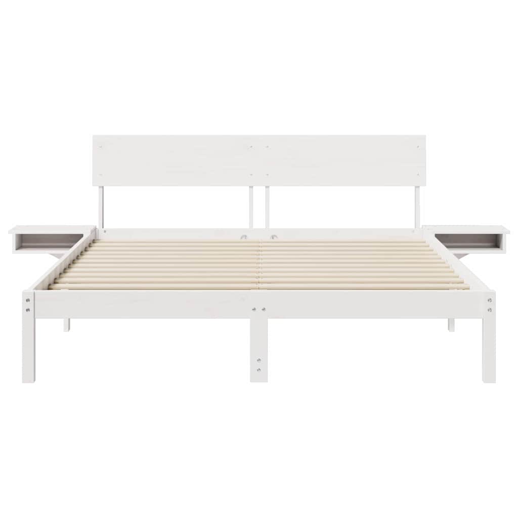 vidaXL Rete letto con comodini Bianco Legno di pino massello