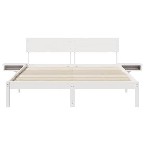 vidaXL Rete letto con comodini Bianco Legno di pino massello