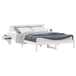 vidaXL Rete letto con comodini Bianco Legno di pino massello