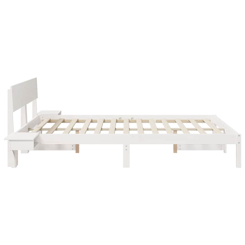 vidaXL Rete letto con comodini Bianco Legno di pino massello