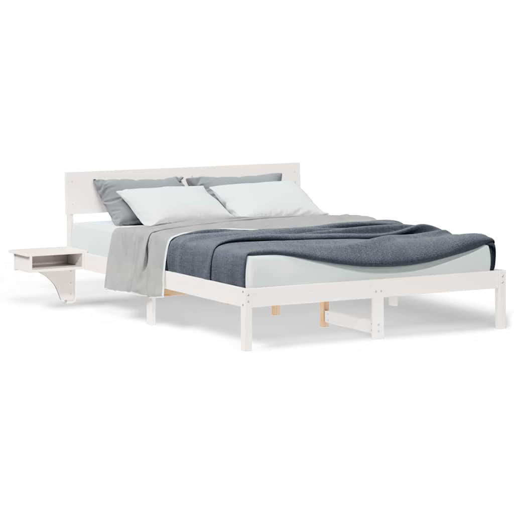 vidaXL Rete letto con comodini Bianco Legno di pino massello