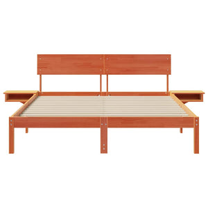 vidaXL Rete letto con comodini Cera marrone Legno di pino massello