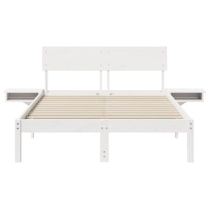vidaXL Rete letto con comodini Bianco Legno di pino massello