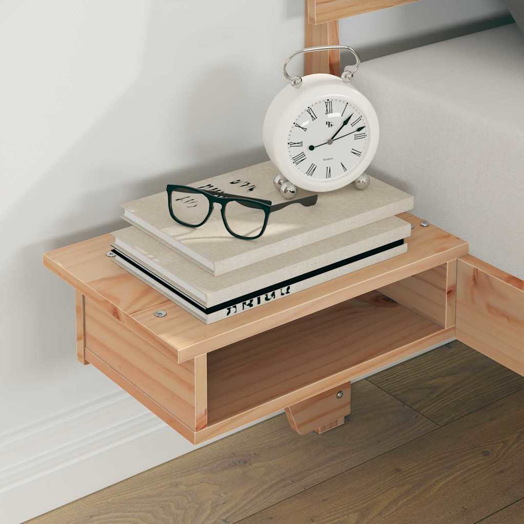 vidaXL Rete letto con comodini Marrone Legno di pino massello