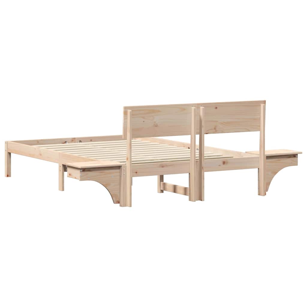 vidaXL Rete letto con comodini Marrone Legno di pino massello