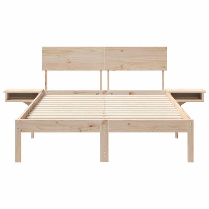 vidaXL Rete letto con comodini Marrone Legno di pino massello