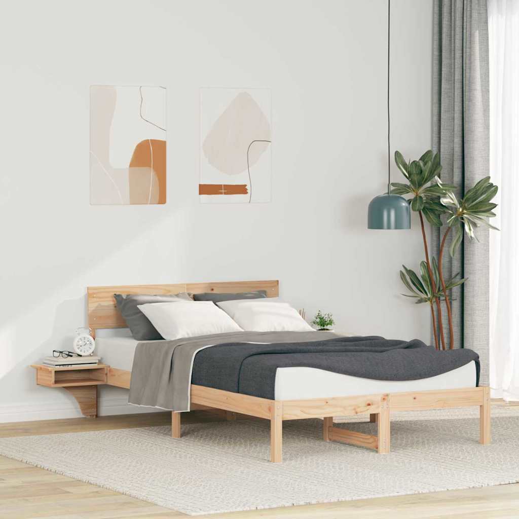 vidaXL Rete letto con comodini Marrone Legno di pino massello