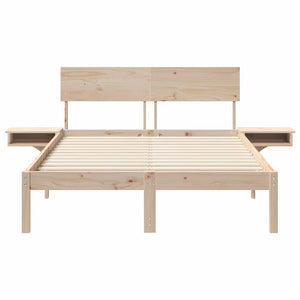 vidaXL Rete letto con comodini Marrone Legno di pino massello