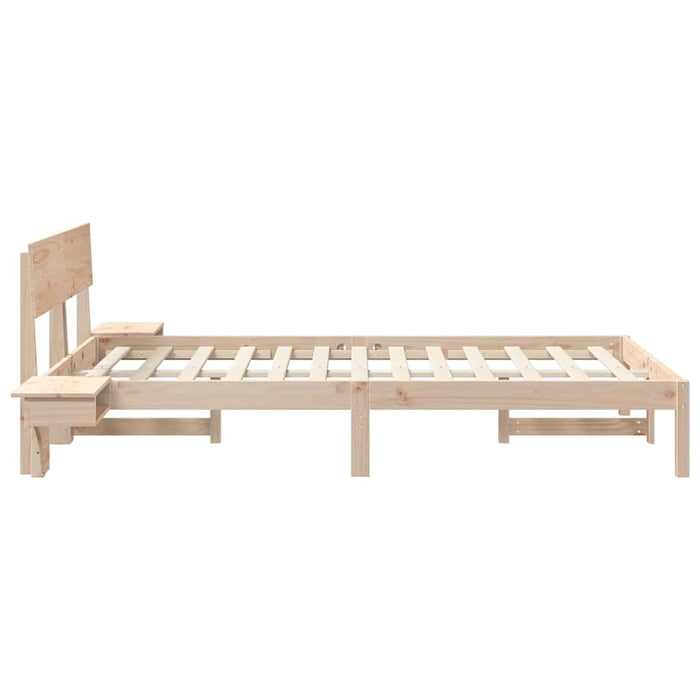 vidaXL Rete letto con comodini Marrone Legno di pino massello