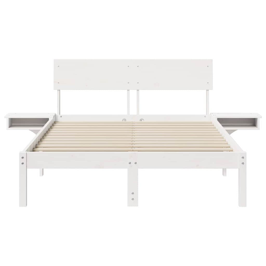 vidaXL Rete letto con comodini Bianco Legno di pino massello