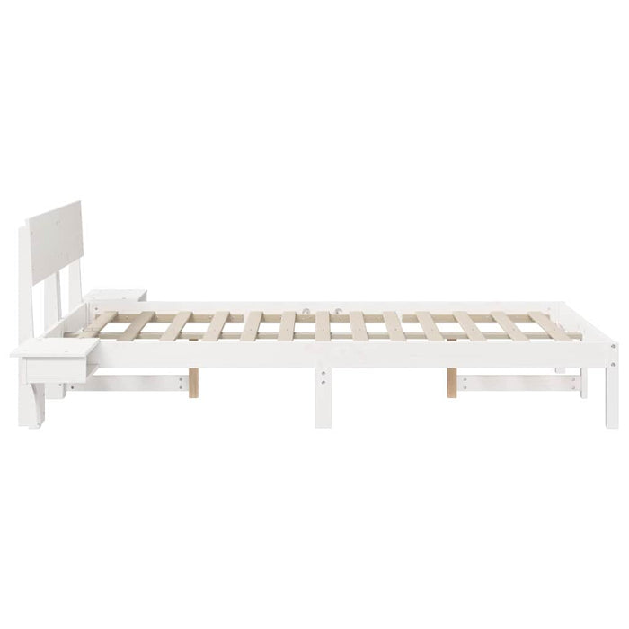 vidaXL Rete letto con comodini Bianco Legno di pino massello