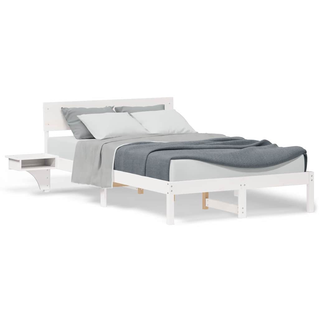 vidaXL Rete letto con comodini Bianco Legno di pino massello