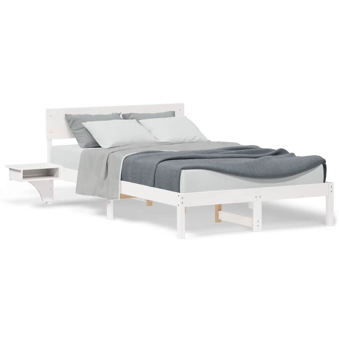 vidaXL Rete letto con comodini Bianco Legno di pino massello