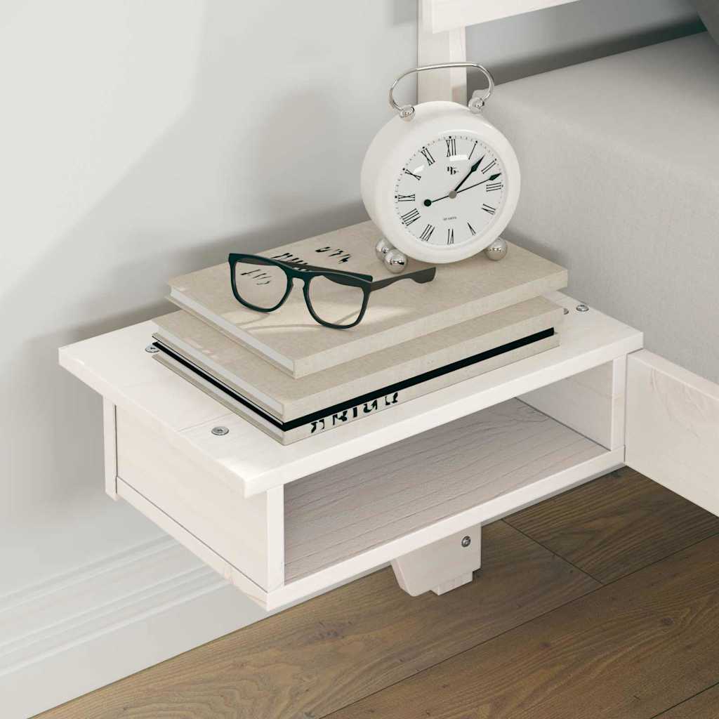 vidaXL Rete letto con comodini Bianco Legno di pino massello