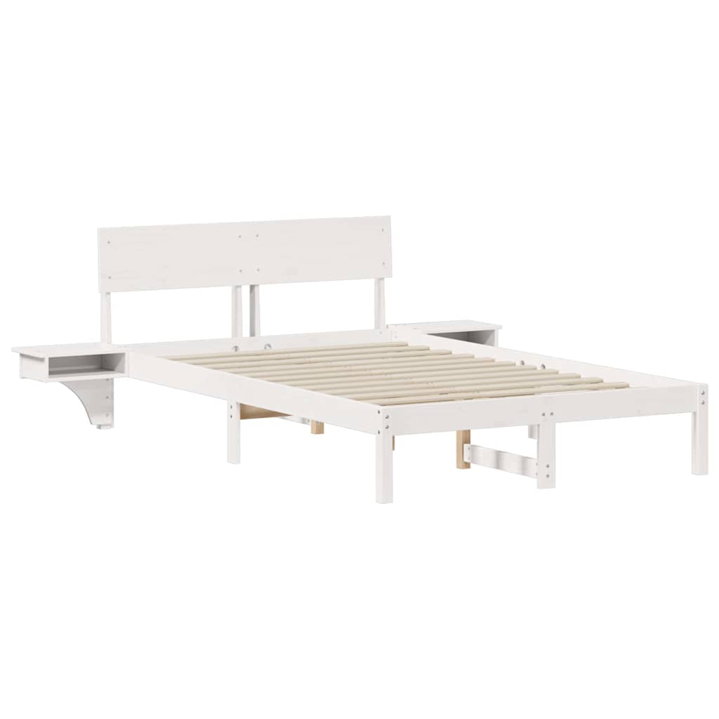 vidaXL Rete letto con comodini Bianco Legno di pino massello
