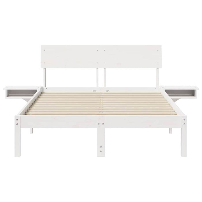 vidaXL Rete letto con comodini Bianco Legno di pino massello