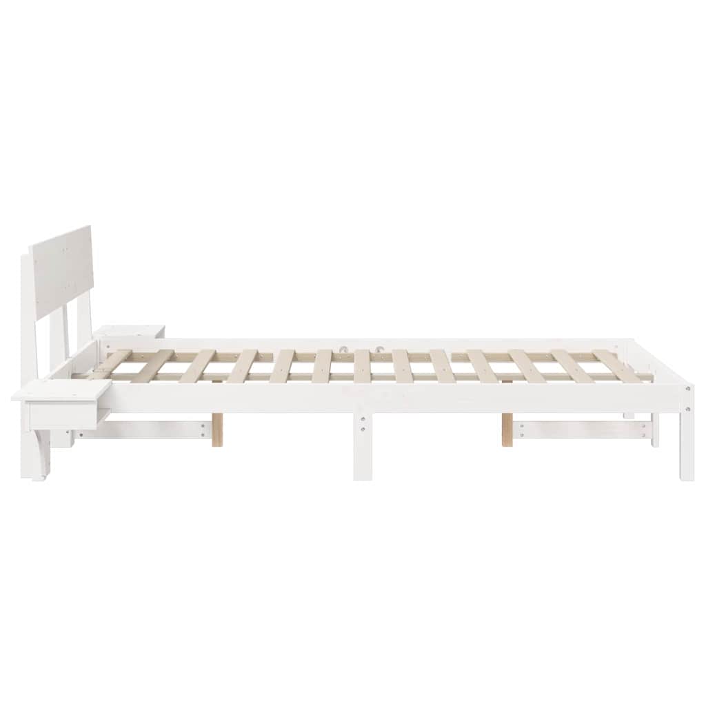 vidaXL Rete letto con comodini Bianco Legno di pino massello