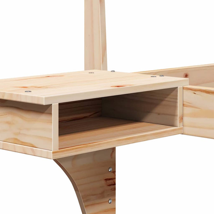 vidaXL Rete letto con comodini Marrone Legno di pino massello