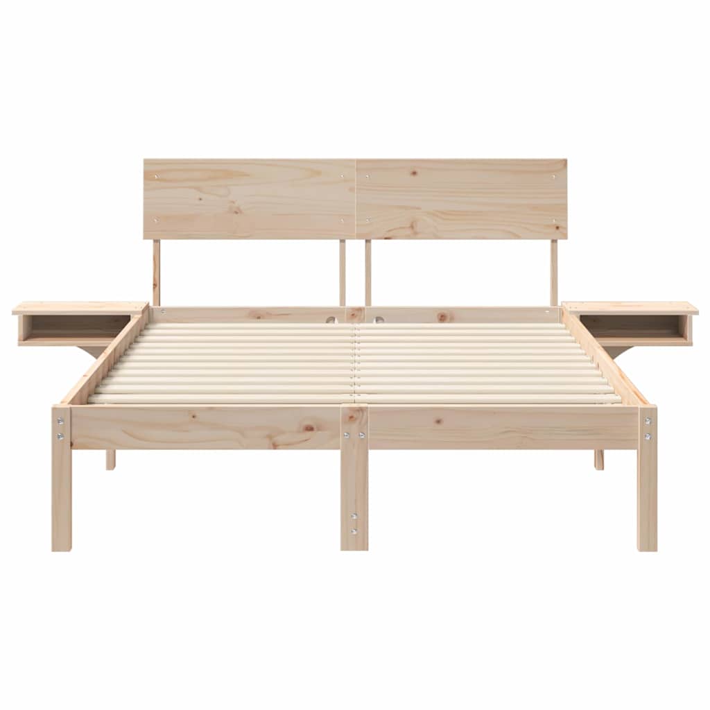 vidaXL Rete letto con comodini Marrone Legno di pino massello