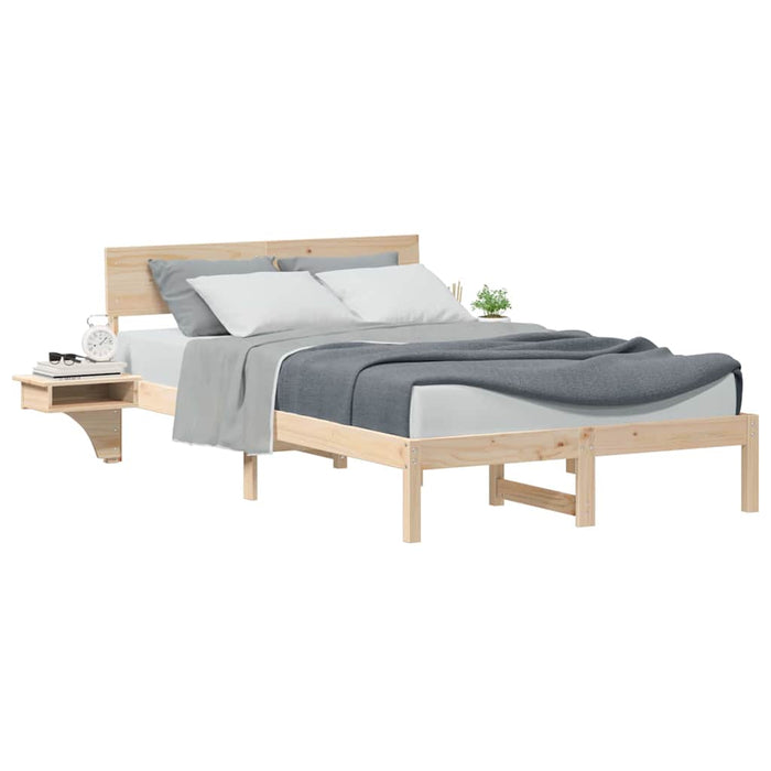 vidaXL Rete letto con comodini Marrone Legno di pino massello