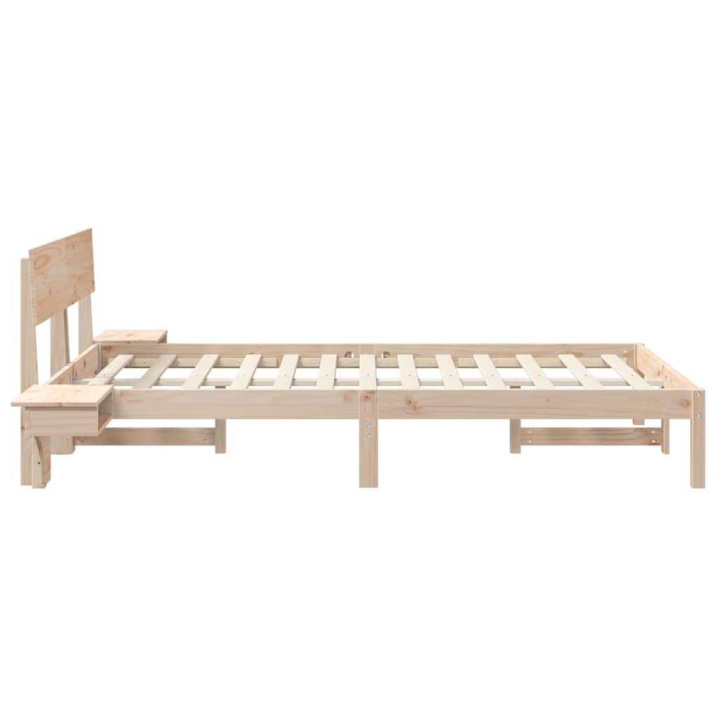 vidaXL Rete letto con comodini Marrone Legno di pino massello