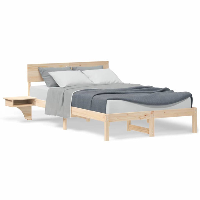 vidaXL Rete letto con comodini Marrone Legno di pino massello