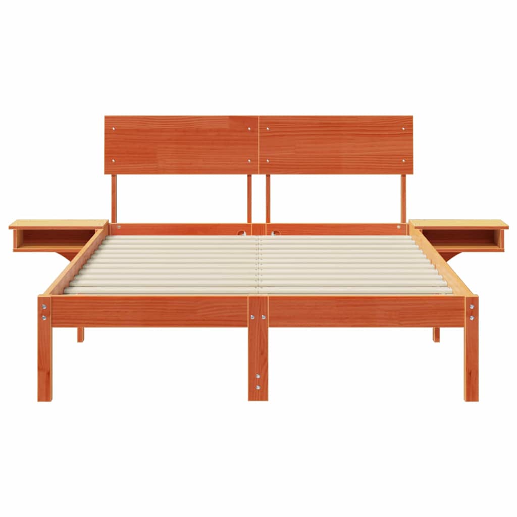 vidaXL Rete letto con comodini Cera marrone Legno di pino massello
