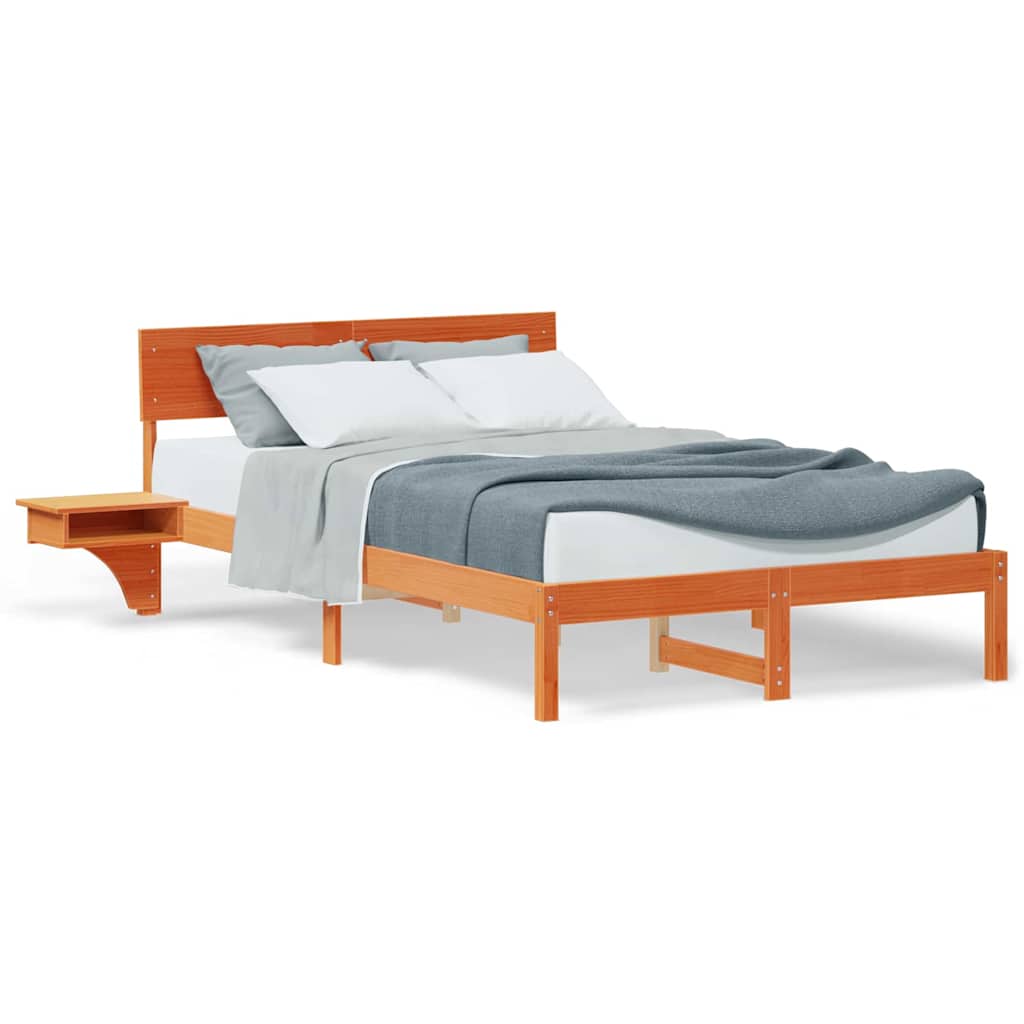 vidaXL Rete letto con comodini Cera marrone Legno di pino massello