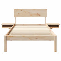 vidaXL Rete letto con comodini Marrone Legno di pino massello