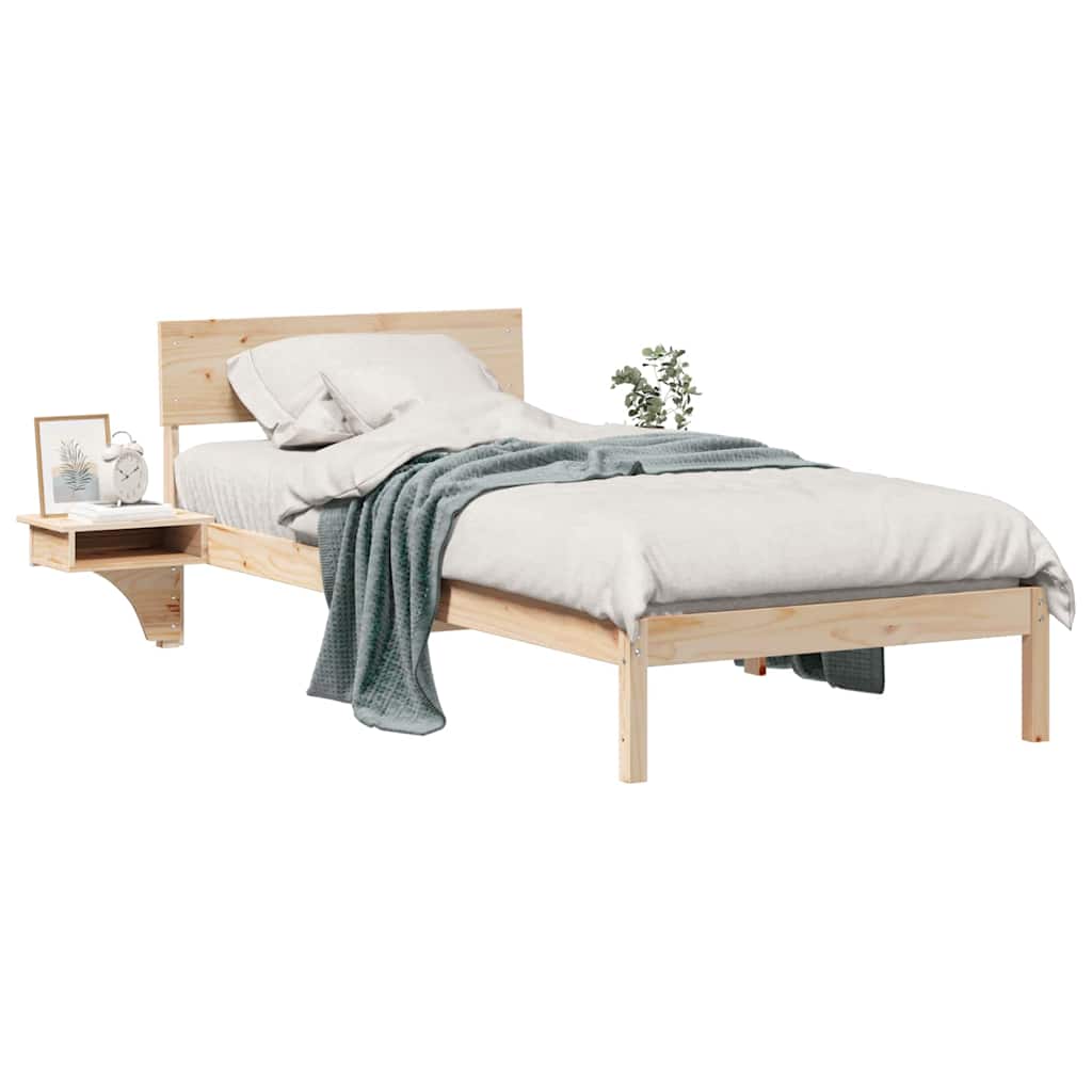 vidaXL Rete letto con comodini Marrone Legno di pino massello