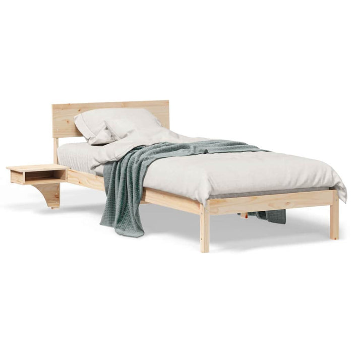 vidaXL Rete letto con comodini Marrone Legno di pino massello