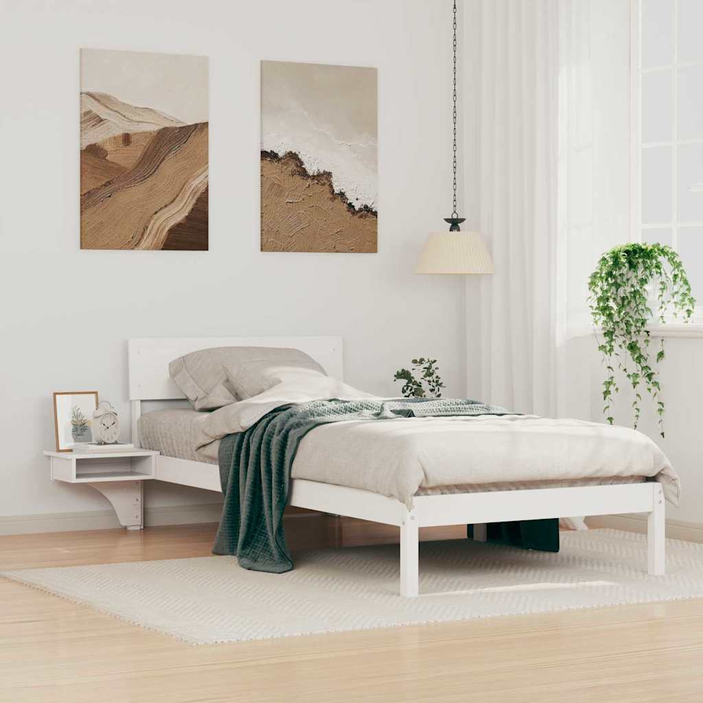 vidaXL Rete letto con comodini Bianco Legno di pino massello