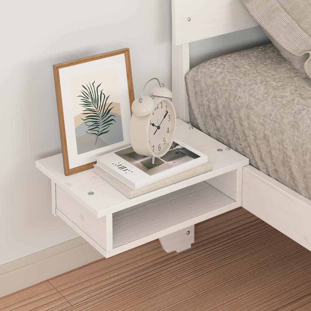 vidaXL Rete letto con comodini Bianco Legno di pino massello