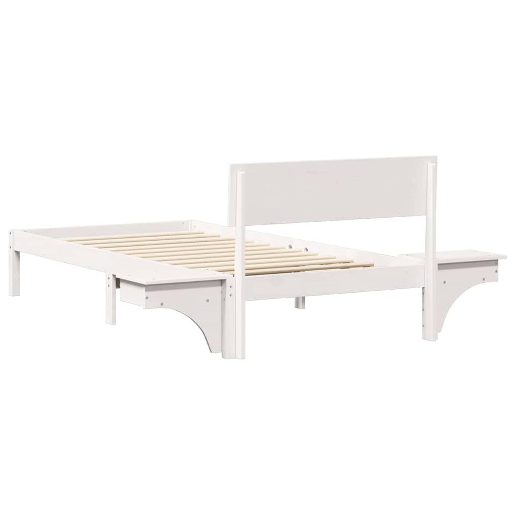 vidaXL Rete letto con comodini Bianco Legno di pino massello