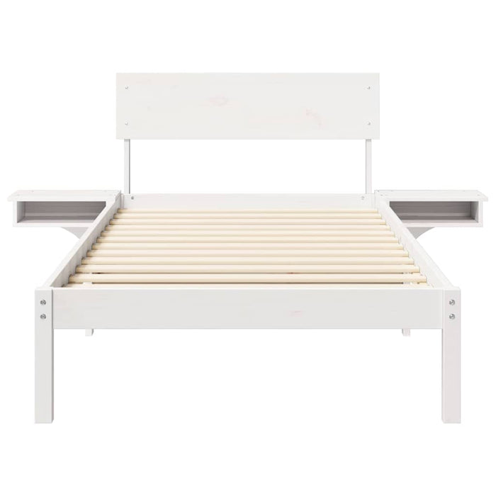vidaXL Rete letto con comodini Bianco Legno di pino massello