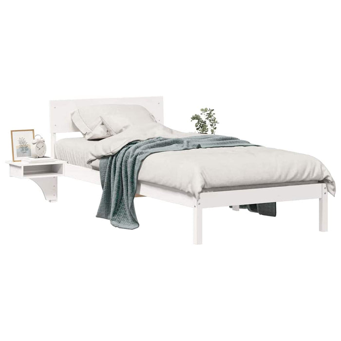 vidaXL Rete letto con comodini Bianco Legno di pino massello