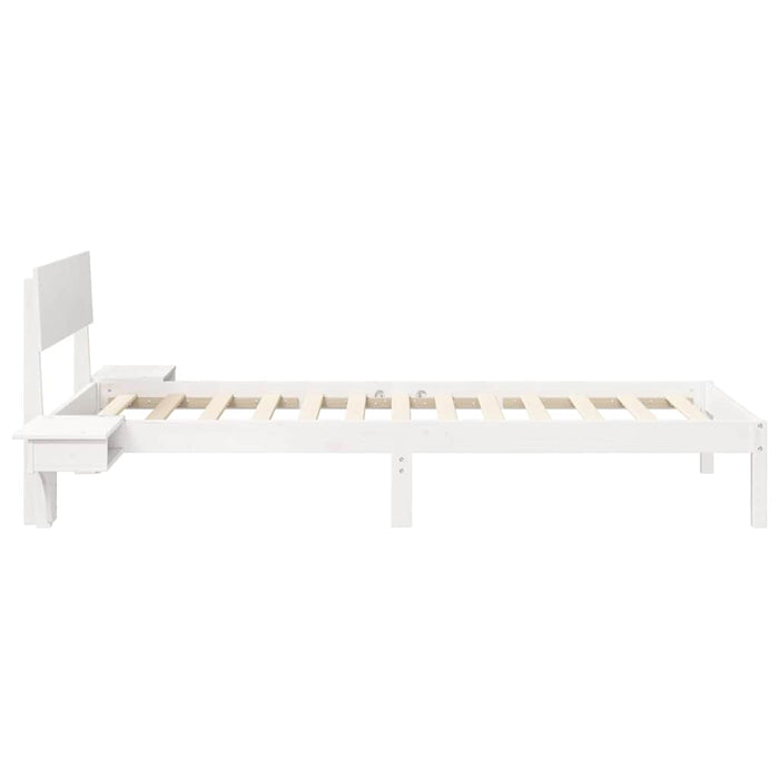 vidaXL Rete letto con comodini Bianco Legno di pino massello