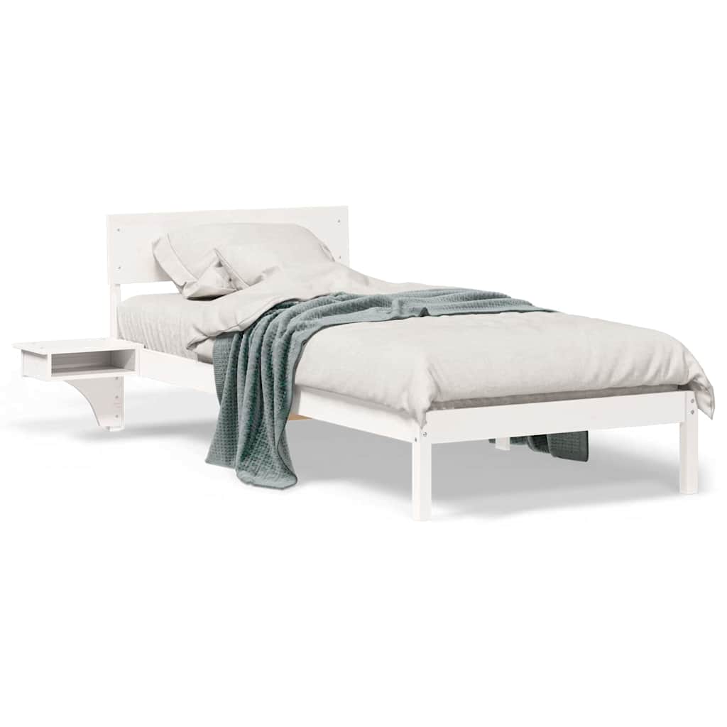 vidaXL Rete letto con comodini Bianco Legno di pino massello
