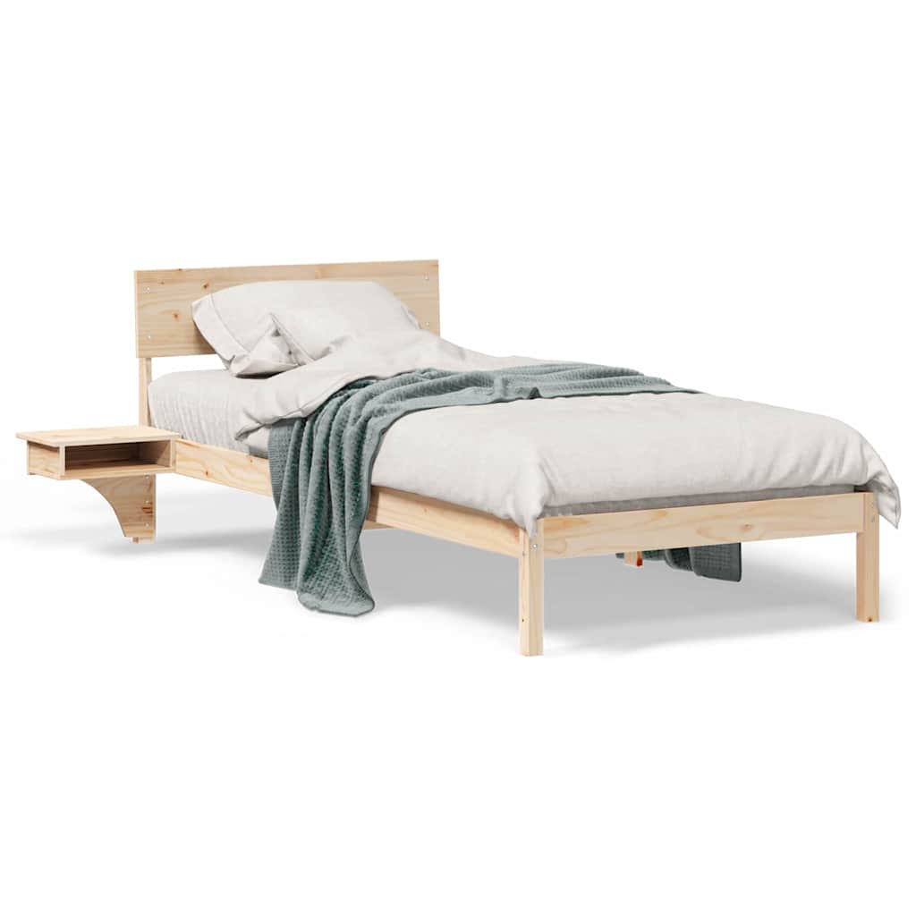 vidaXL Rete letto con comodini Marrone Legno di pino massello