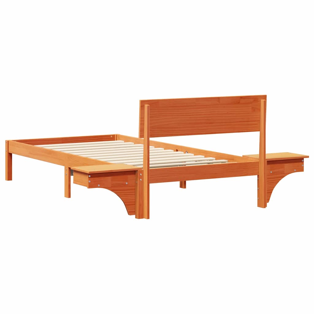 vidaXL Rete letto con comodini Cera marrone Legno di pino massello