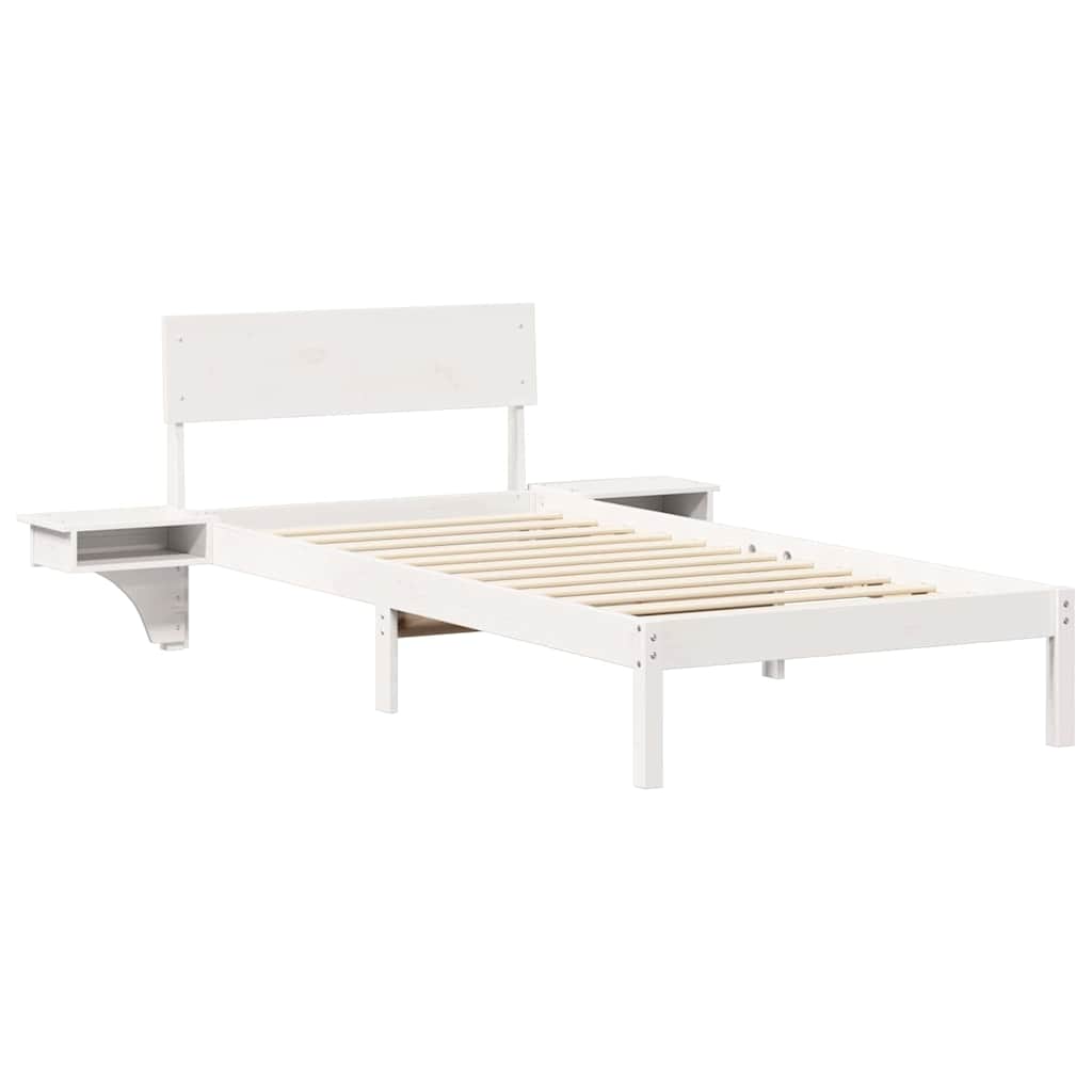 vidaXL Rete letto con comodini Bianco Legno di pino massello