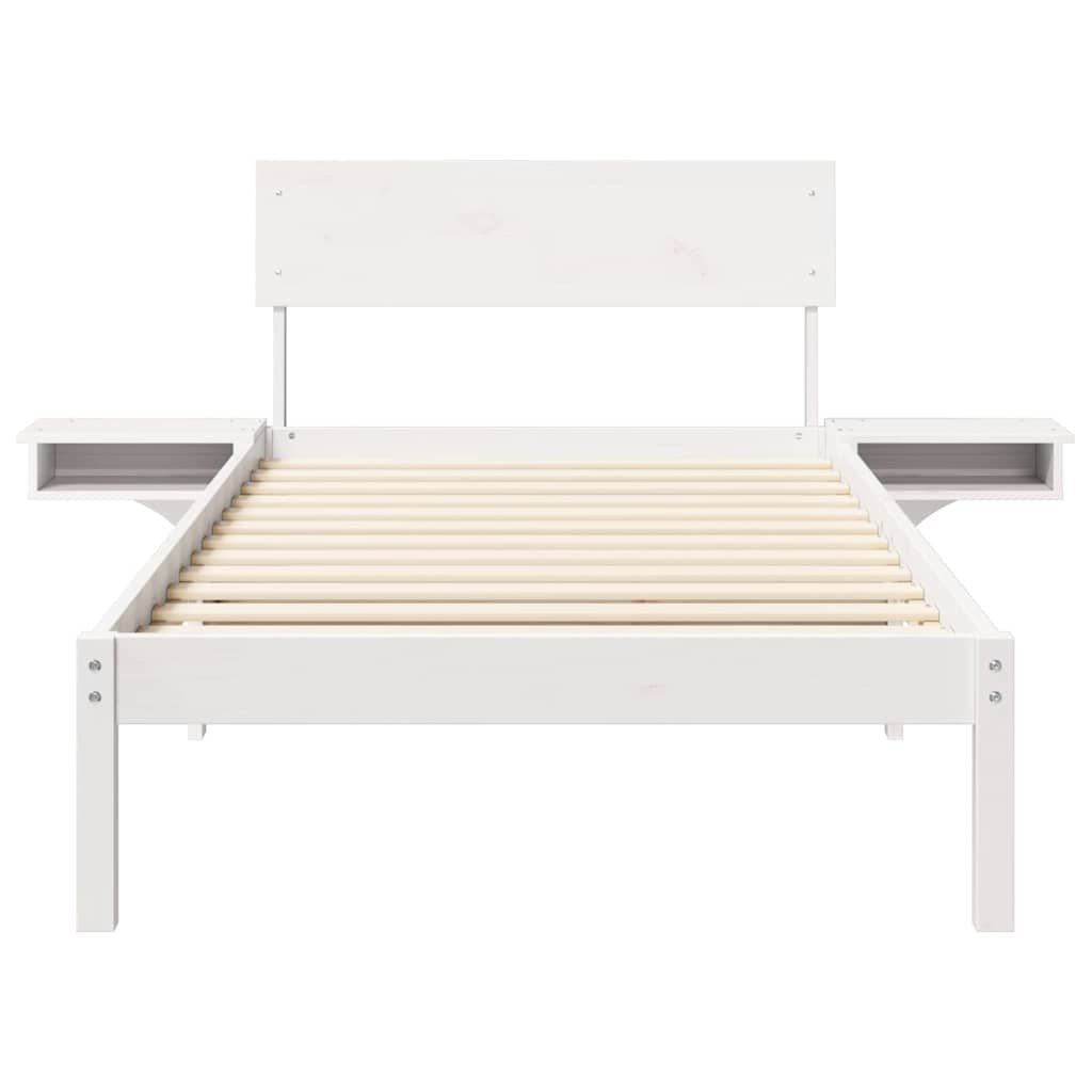 vidaXL Rete letto con comodini Bianco Legno di pino massello