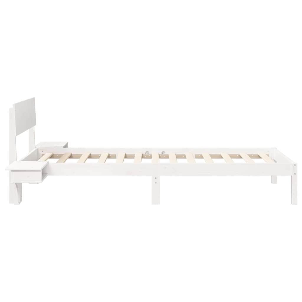 vidaXL Rete letto con comodini Bianco Legno di pino massello