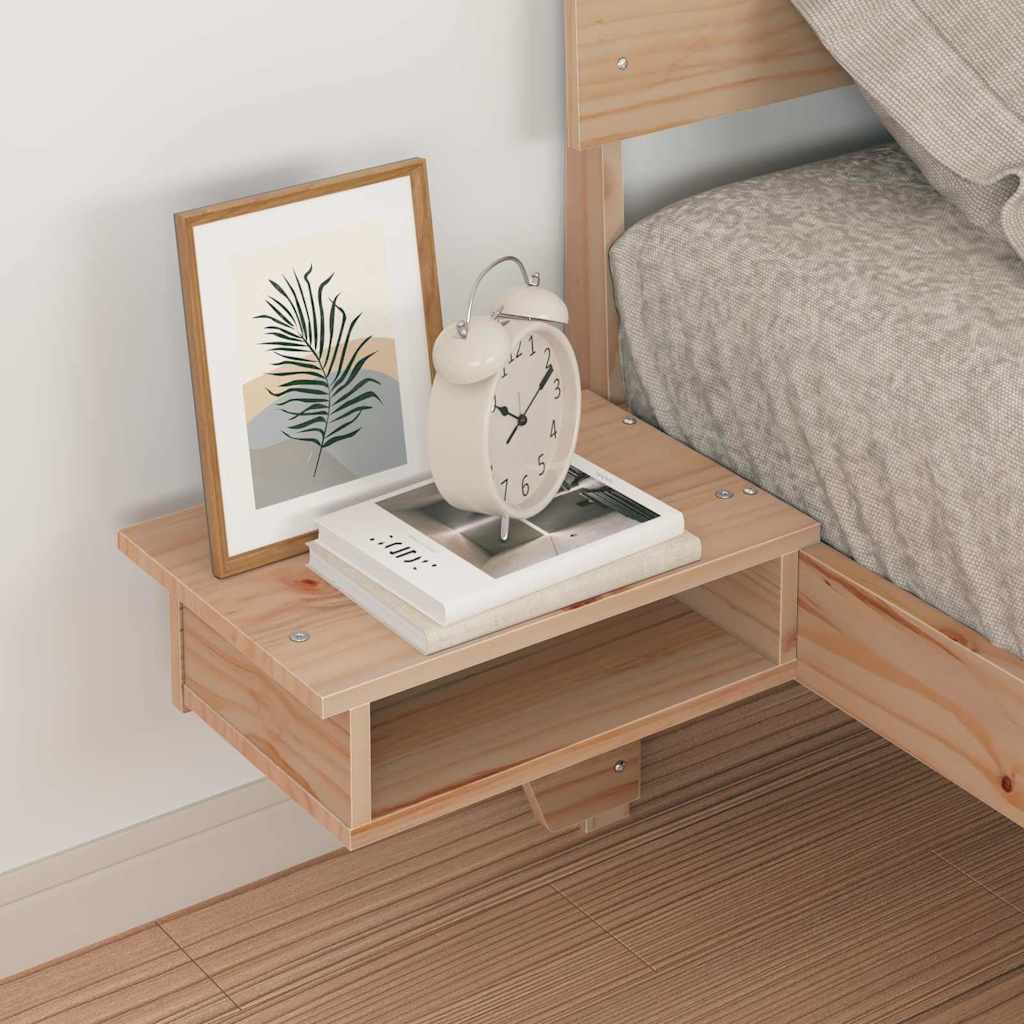 vidaXL Rete letto con comodini Marrone Legno di pino massello