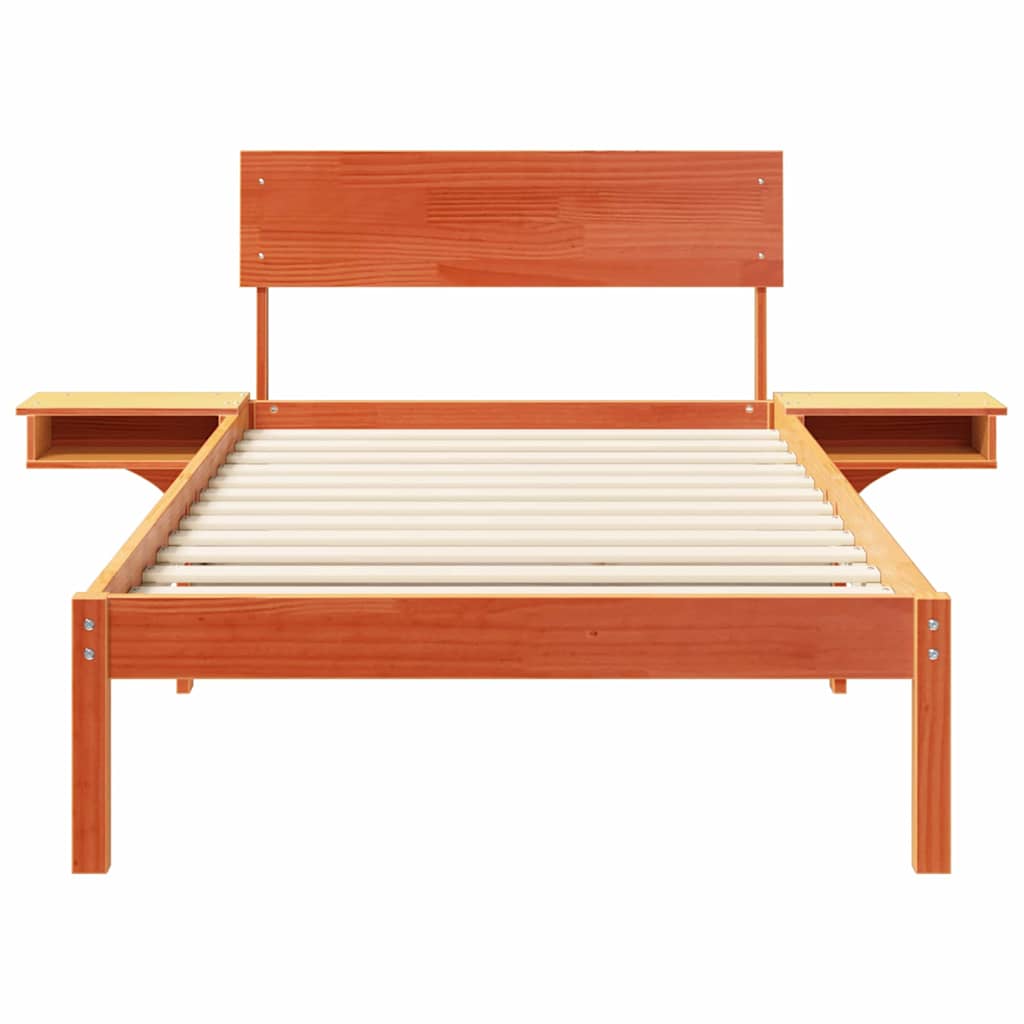 vidaXL Rete letto con comodini Cera marrone Legno di pino massello