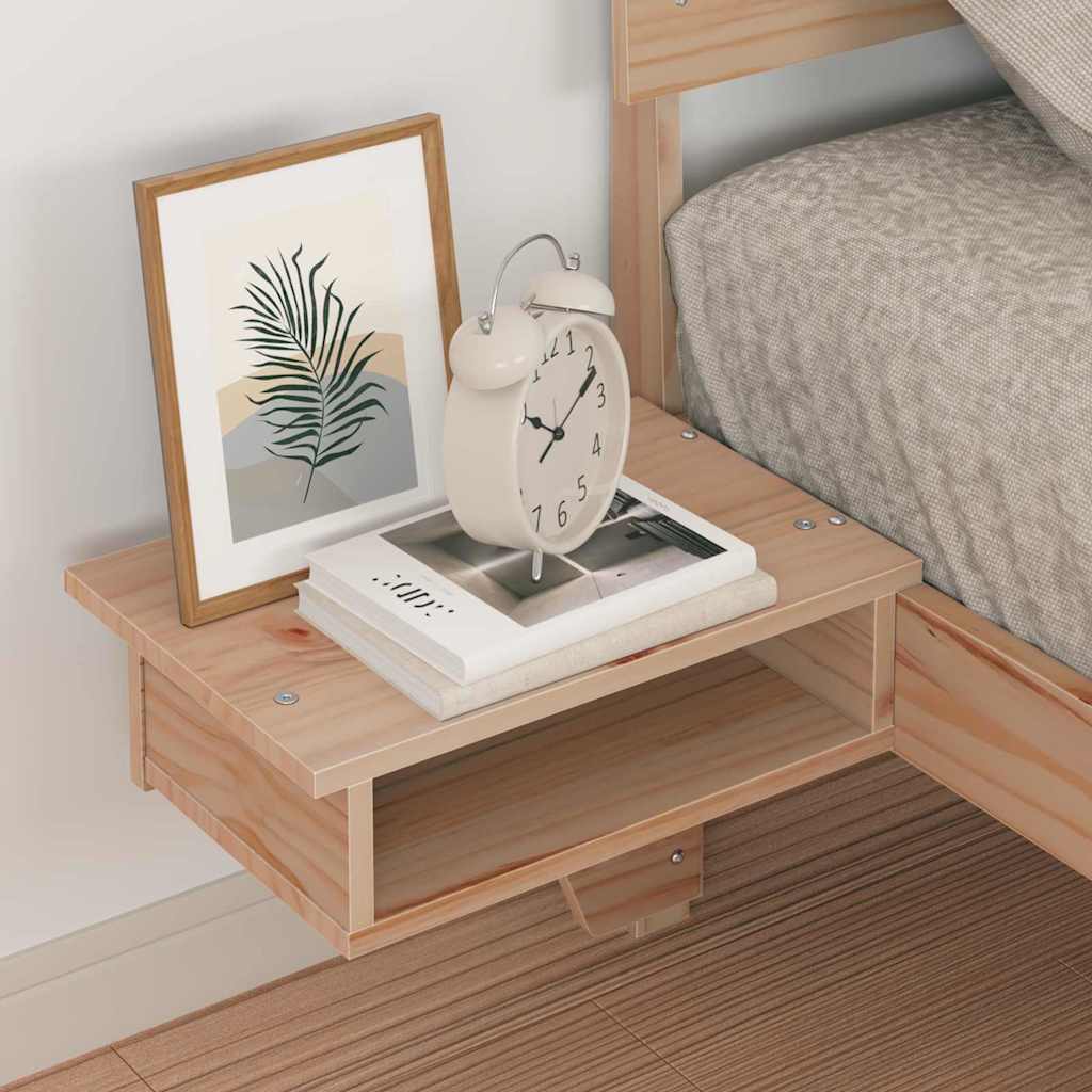 vidaXL Rete letto con comodini Marrone Legno di pino massello