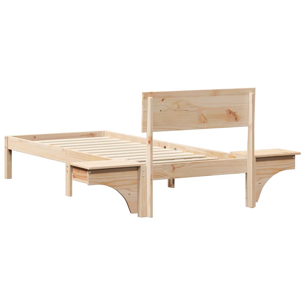 vidaXL Rete letto con comodini Marrone Legno di pino massello