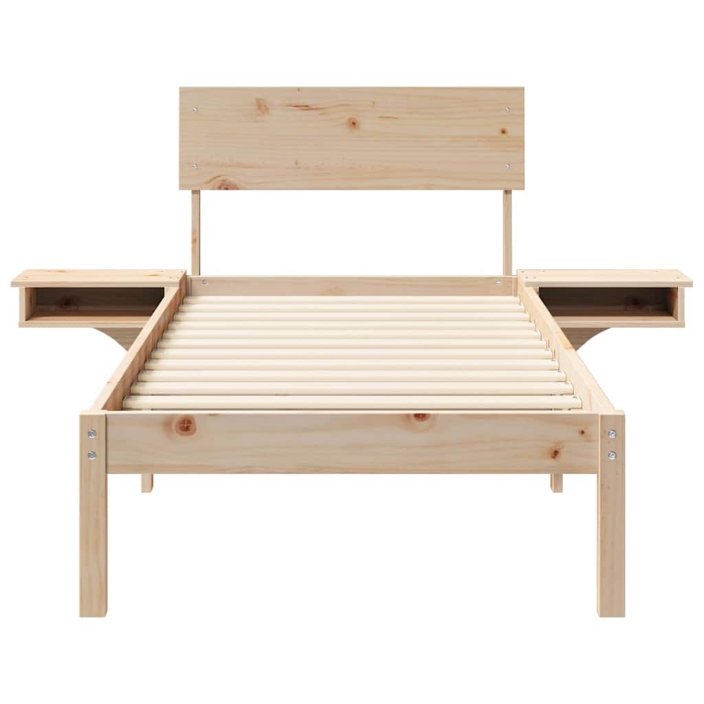 vidaXL Rete letto con comodini Marrone Legno di pino massello