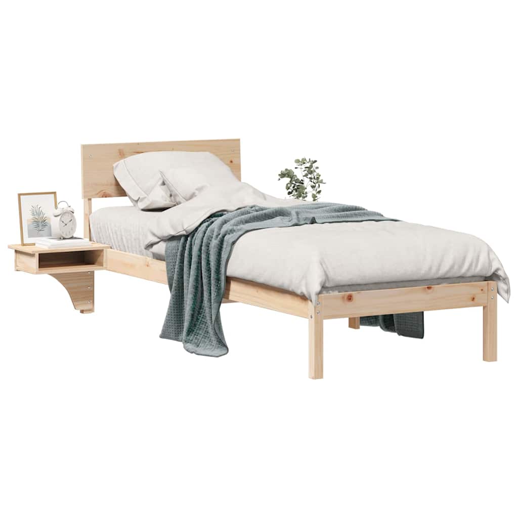 vidaXL Rete letto con comodini Marrone Legno di pino massello