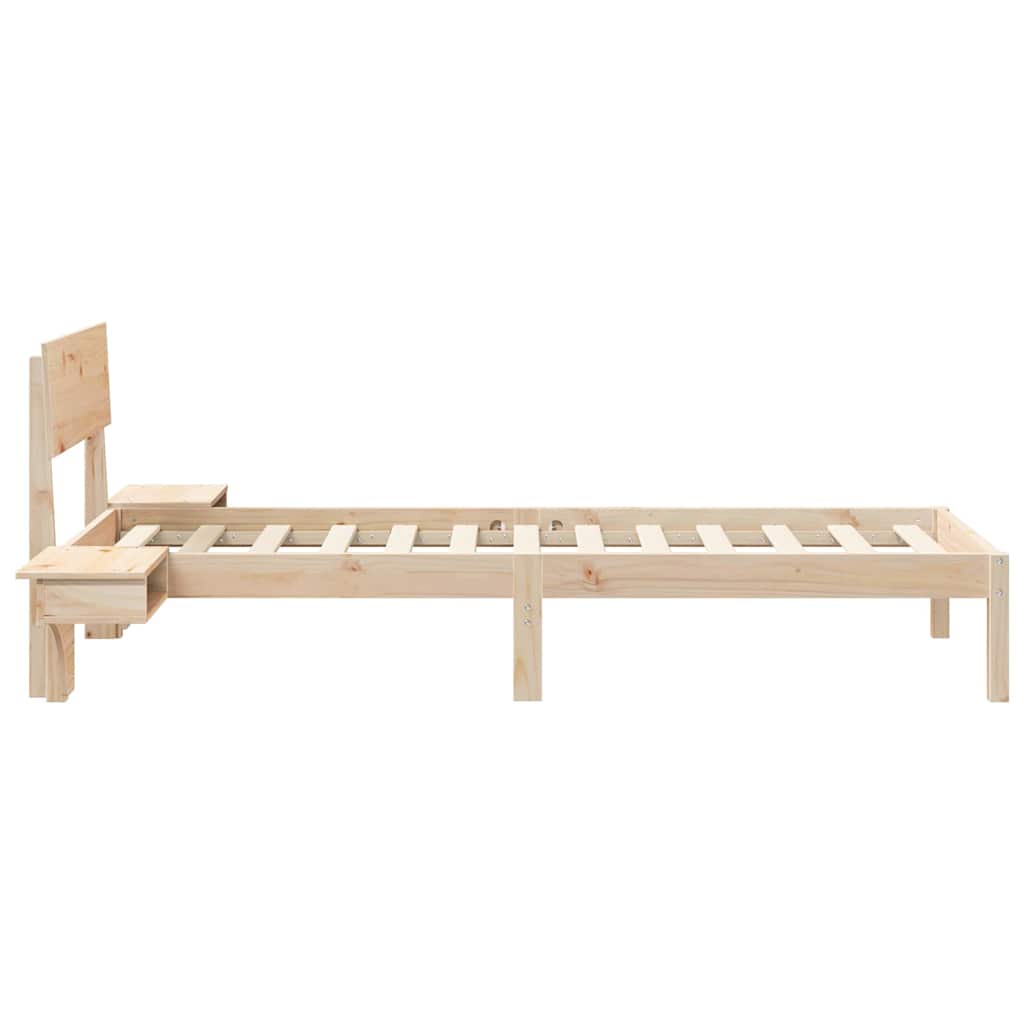 vidaXL Rete letto con comodini Marrone Legno di pino massello